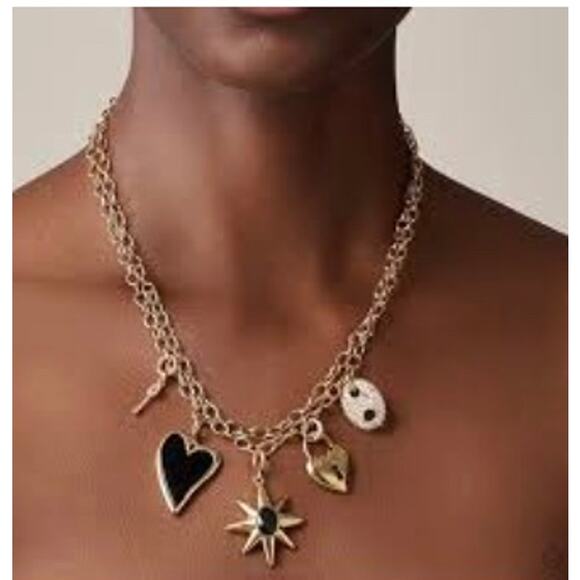 J. Crew Jewelry - J. Crew Heart Charm Necklace Classic Hearts Pearls, Crystals Cute NWT